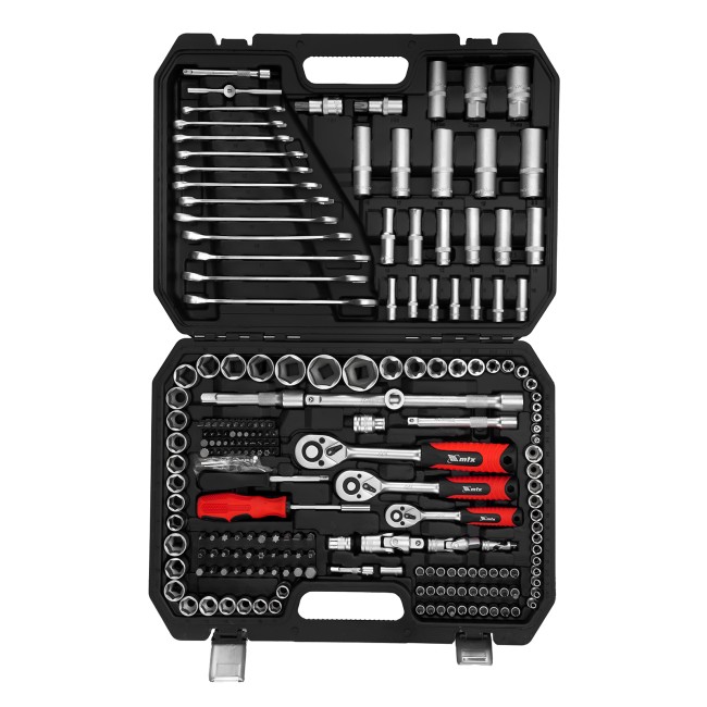 Набор инструментов, 1/2", 3/8", 1/4", пластиковый кейс 215 предметов MTX Набор инструментов, 1/2", 3/8", 1/4", пластиковый кейс 215 предметов MTX