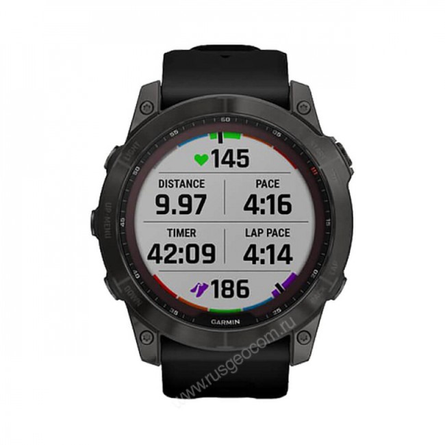 Часы Garmin Fenix 7X Sapphire Solar титановый угольно-серый DLC с силиконовым ремешком