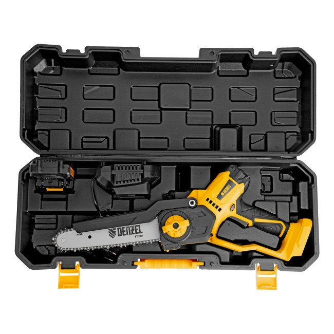 Цепная мини-пила аккумуляторная СCS-200BL, шина 200 мм, Li-Ion, 20 В Denzel