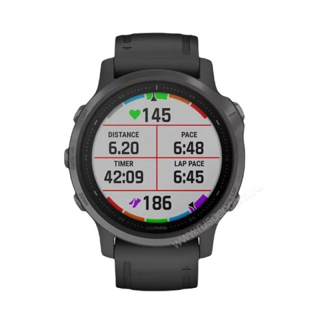 Часы Garmin Fenix 6S Sapphire серый DLC с черным ремешком