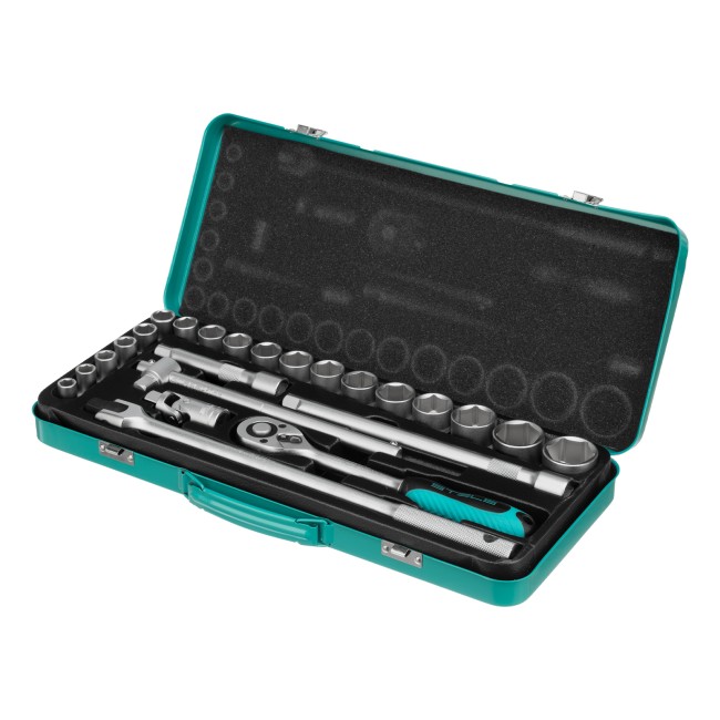 Набор торцевых головок с трещоткой 1/2", 24 предмета Stels