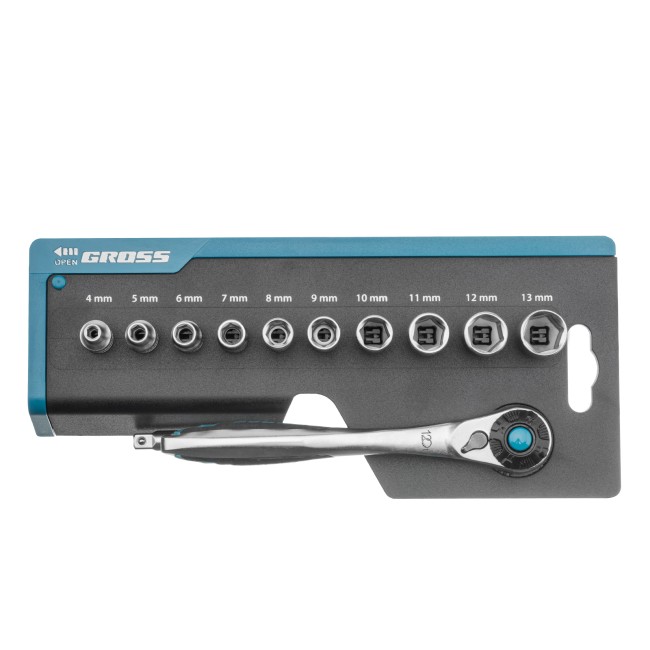 Набор торцевых головок 1/4", CrV 12 предметов Gross