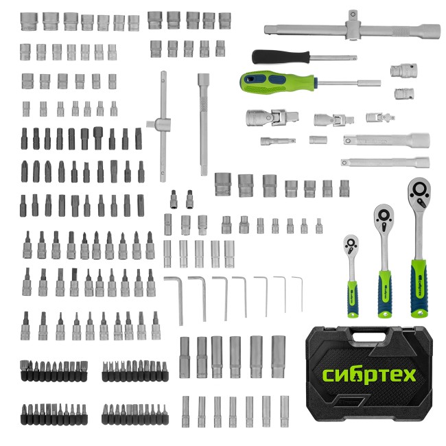 Набор инструментов 1/2", 3/8", 1/4" 215 предметов Сибртех