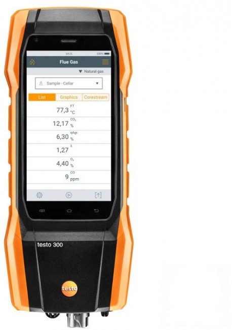 Комплект Testo 300 Longlife - анализатор дымовых газов (O2, СО с H2-компенсацией  до 8 000 ppm, NO)