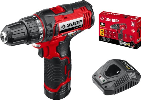 Дрель-шуруповерт ДШЛ-125-21 ЗУБР 1 АКБ