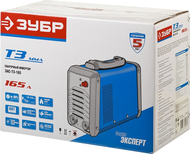 Сварочный аппарат инверторный ЗАС-Т3-165 ЗУБР ММА