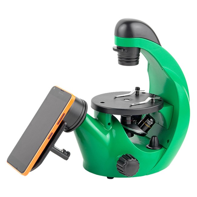 Микроскоп школьный Микромед Эврика 40x-320x инвертированный (лайм)