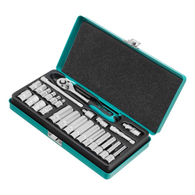 Набор торцевых головок с трещоткой 1/4" 26 предметов Stels