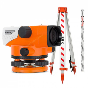 Комплект оптический нивелир RGK N-24  + штатив S6-N + рейка AMO S3