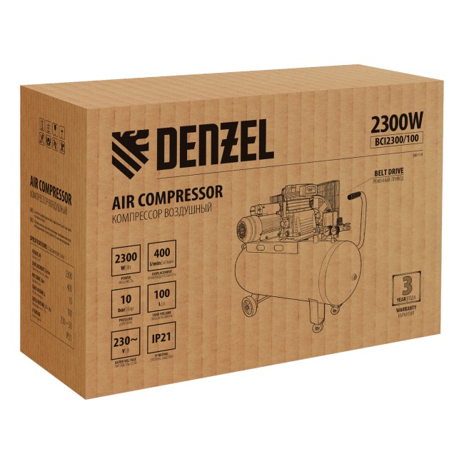 Компрессор воздушный ременной BCI2300/100 Denzel