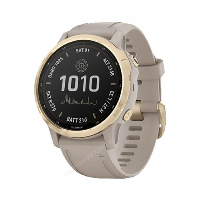 Часы Garmin Fenix 6S Pro Solar золотистый с песочным ремешком Часы Garmin Fenix 6S Pro Solar золотистый с песочным ремешком