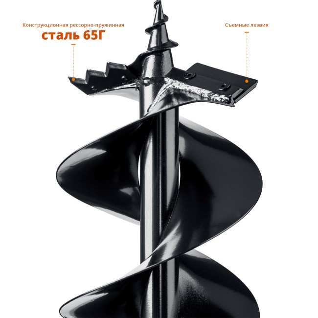 Двухзаходный шнек для мотобуров ЗУБР d 200 мм, мерзлый грунт