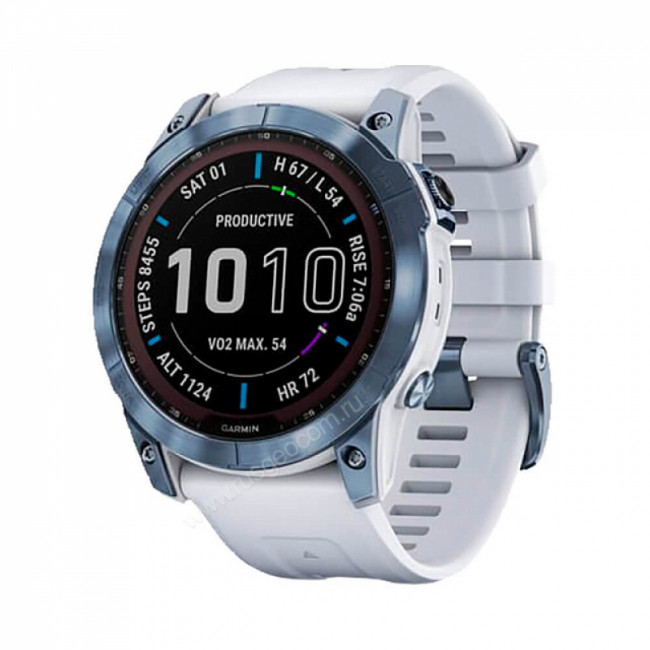 Часы Garmin Fenix 7X Sapphire Solar титановый синий минерал DLC с белым ремешком Часы Garmin Fenix 7X Sapphire Solar титановый синий минерал DLC с белым ремешком
