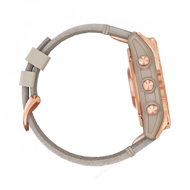Часы Garmin Fenix 7S Sapphire Solar титановый цвета розовое золото с песчаным кожаным ремешком
