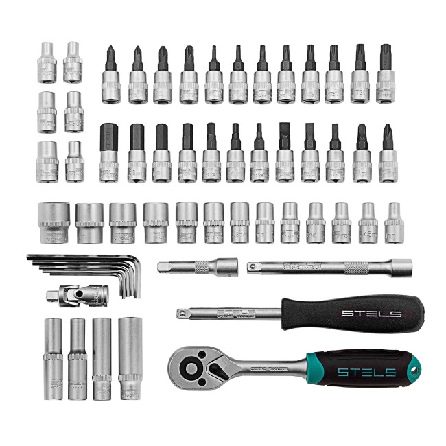 Набор инструментов, 1/4", CrV 57 предметов Stels
