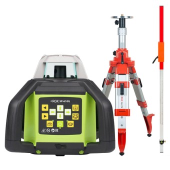 Комплект: ротационный нивелир RGK SP-610G + штатив RGK SH-170, рейка RGK LR-2